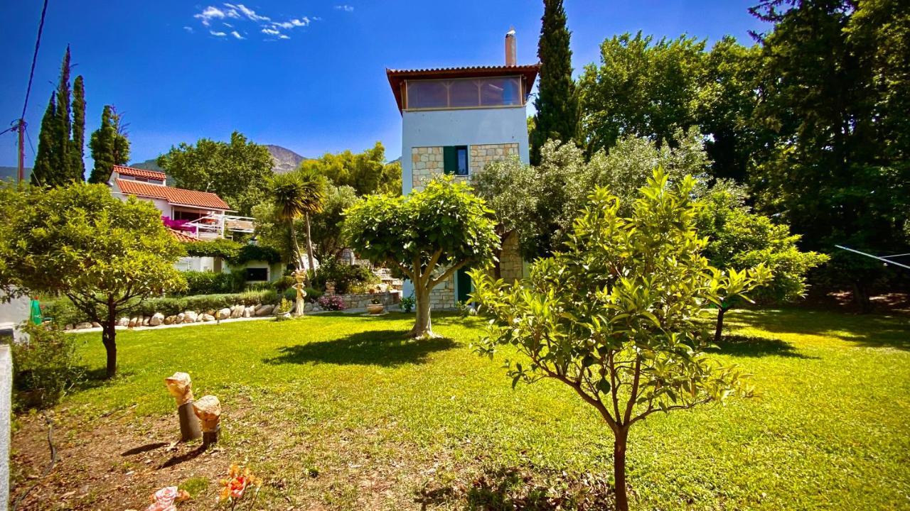 Steinturm Mit Dach-Terrasse Zwischen Fluss, Meer Und Gebirge- Spiti Pirgos Paralia Sergoulas Exteriör bild